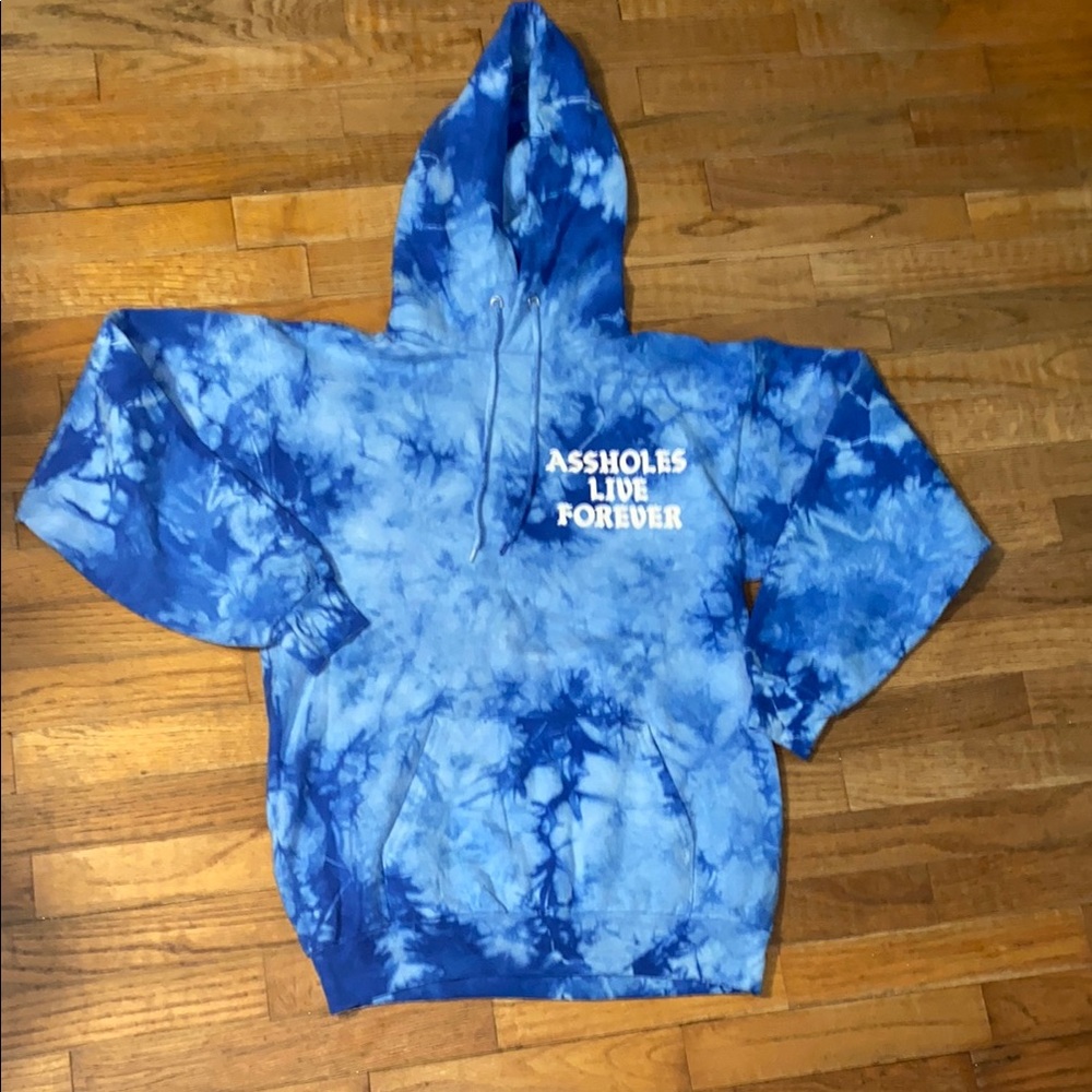 A.L.F. Blue&black tie dyed Blue w/white letters Graphic Hoodie BRAND NWOT